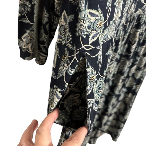 J. Jill Green Paisley Floral Cottagecore 3/4 Sleeve V-Neck Dress Relaxed Size M - Picture 8 of 11